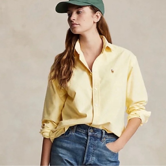 Ralph Lauren Tops - Ralph Lauren • Iconic Blue Label Cotton Oxford Button Down Shirt in Yellow